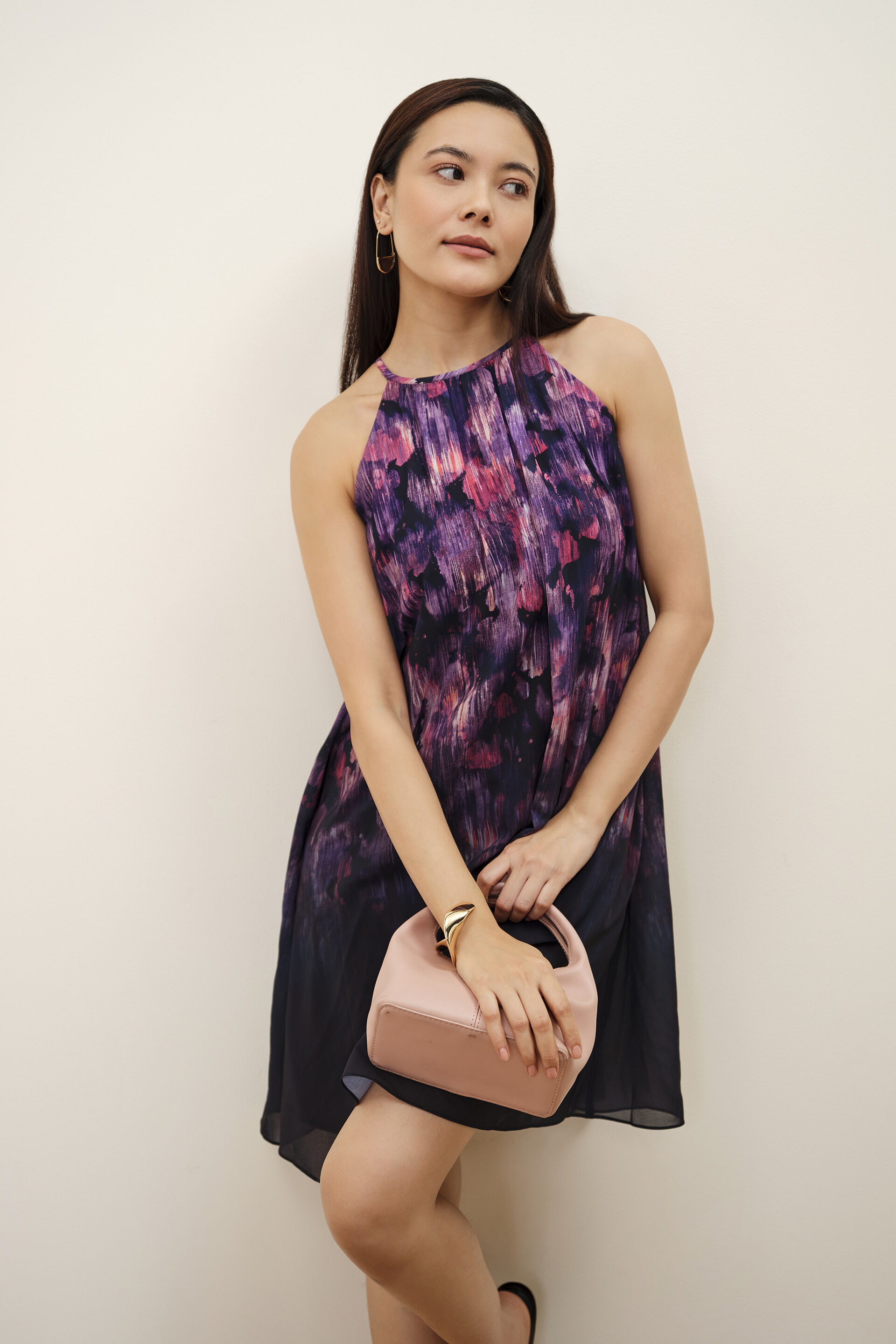 Jan Purple Halter Dress, Purple, image 1